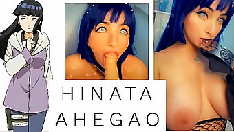 Velikanska Cosplay Deklica Hinata Ahegao Daje Vroč Oralni Seks