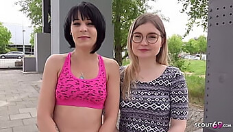 German Scout Explores Threesome With Two Skinny Girls