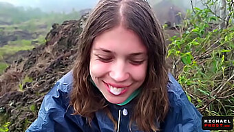 Handjob On A Volcano: A Risky Public Blowjob