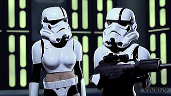 Göğüslü Storm Trooper, Bu Hd Videoda Bir Wookie'Nin Yarrağını Keyifle Yaşıyor