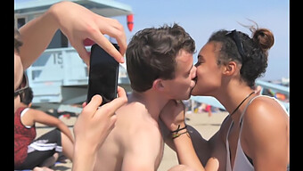 American Black Girl Kisses White Boys At The Beach In Hot Video